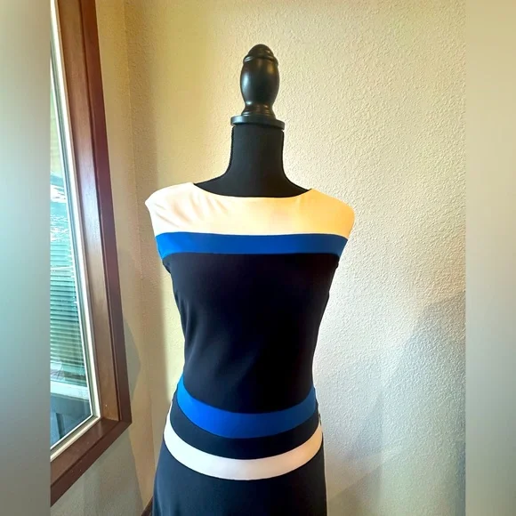 Ralph Lauren Elegant black dress with white and blue accents Dress. - Picture 3 of 6